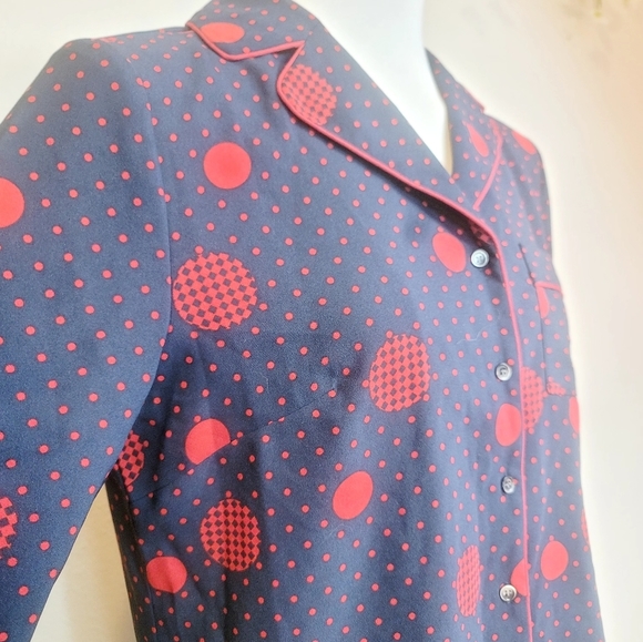 1901 GEOMETRIC PATTERN NOTCHED COLLAR BUTTON-UP LONG SLEEVE WOMEN'S SHIRT SMALL - Picture 13 of 16